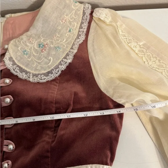 Gunne Sax Vintage Maxi Dress Lace Prairie Cottage Core - Picture 10 of 13